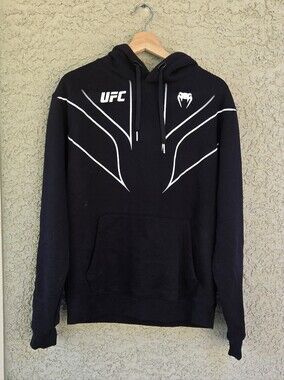 UFC Men's Black Pullover Hoodie with White Accent